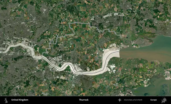 Thurrock. Birleşik Krallık 'ın idari bölgesini A uydusundan gösteren bir görüntü.