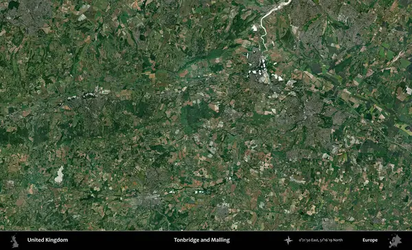 Tonbridge ve Malling. Birleşik Krallık 'ın idari alanı bir uydu görüntüsü üzerinde