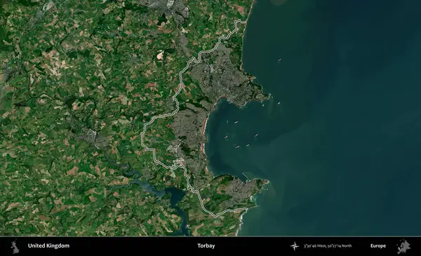 Torbay. Birleşik Krallık 'ın idari bölgesini A uydusundan gösteren bir görüntü.