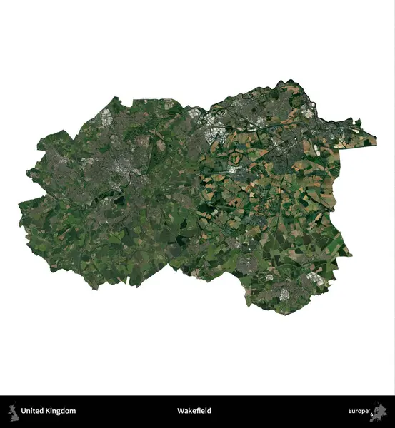 Wakefield 'da. Birleşik Krallık 'ın idari alanı uydudan beyaza izole edildi.