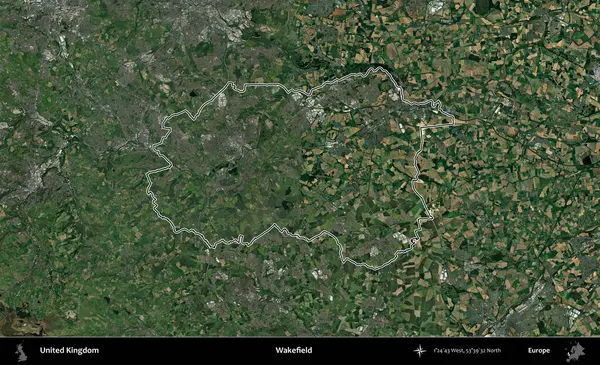 Wakefield 'da. Birleşik Krallık 'ın idari bölgesini A uydusundan gösteren bir görüntü.