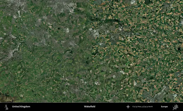 Wakefield 'da. Birleşik Krallık 'ın idari alanı bir uydu görüntüsü üzerinde