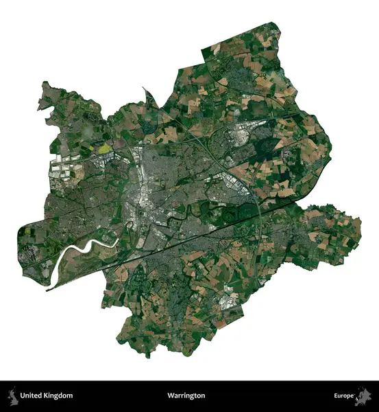 Warrington. Birleşik Krallık 'ın idari alanı uydudan beyaza izole edildi.