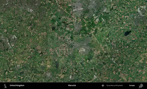 Warwick. Birleşik Krallık 'ın idari alanı bir uydu görüntüsü üzerinde