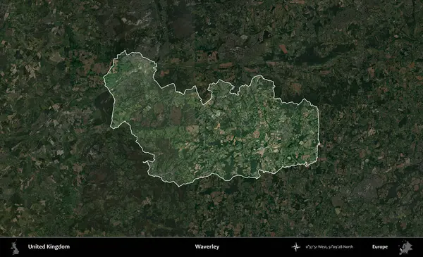 Waverley. Birleşik Krallık 'ın idari alanı karartılmış bir uydu üzerinde vurgulanmış ve özetlenmiştir.