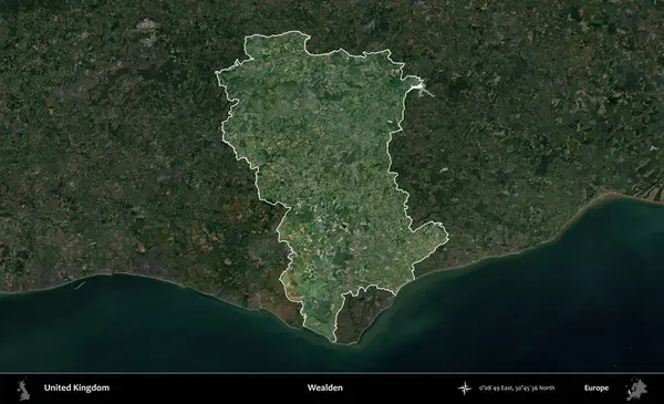 Varlıklı. Birleşik Krallık 'ın idari alanı karartılmış bir uydu üzerinde vurgulanmış ve özetlenmiştir.