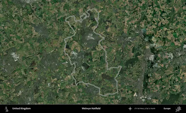 Welwyn Hatfield. Birleşik Krallık 'ın idari bölgesini A uydusundan gösteren bir görüntü.