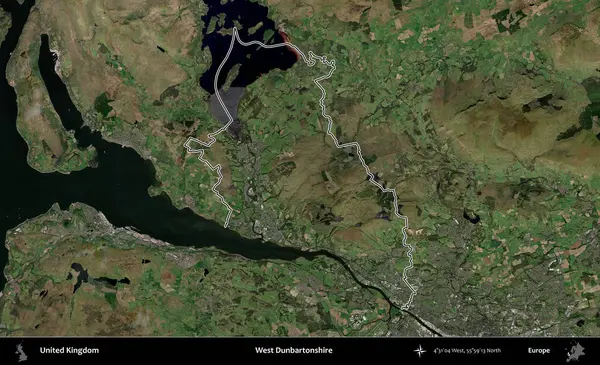Batı Dunbartonshire. Birleşik Krallık 'ın idari bölgesini A uydusundan gösteren bir görüntü.