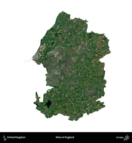 İngiltere 'nin batısında. Birleşik Krallık 'ın idari alanı uydudan beyaza izole edildi.