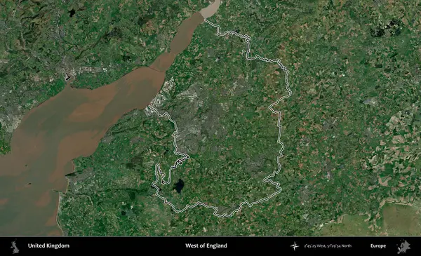 İngiltere 'nin batısında. Birleşik Krallık 'ın idari bölgesini A uydusundan gösteren bir görüntü.