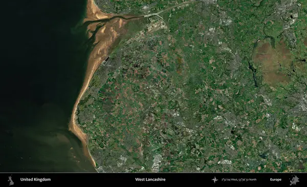 Batı Lancashire. Birleşik Krallık 'ın idari alanı bir uydu görüntüsü üzerinde
