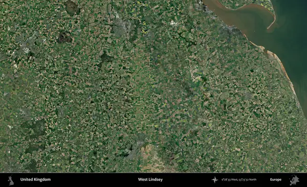 Batı Lindsey. Birleşik Krallık 'ın idari alanı bir uydu görüntüsü üzerinde