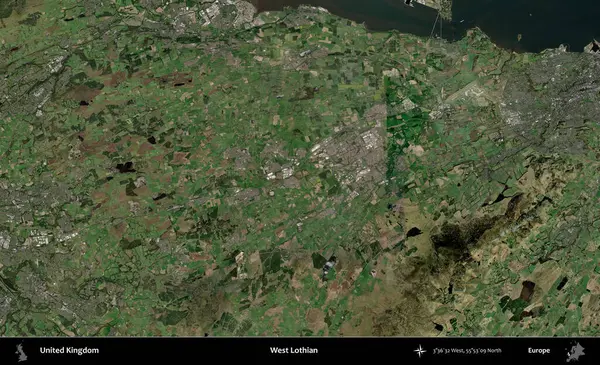 Batı Lothian. Birleşik Krallık 'ın idari alanı bir uydu görüntüsü üzerinde