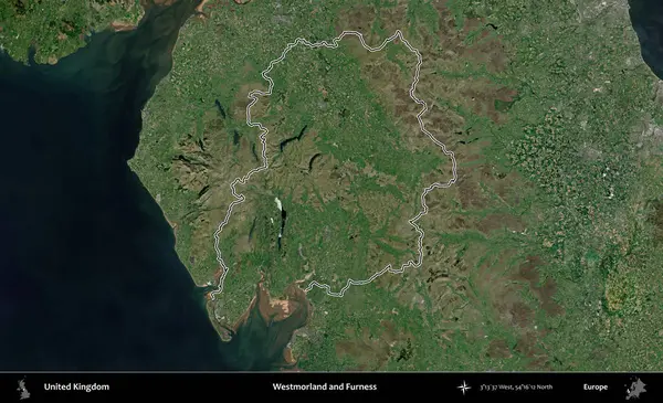 Westmorland ve Furness. Birleşik Krallık 'ın idari bölgesini A uydusundan gösteren bir görüntü.