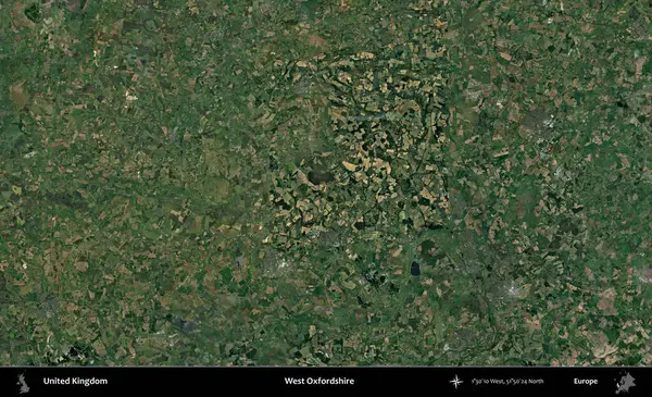 Batı Oxfordshire. Birleşik Krallık 'ın idari alanı bir uydu görüntüsü üzerinde