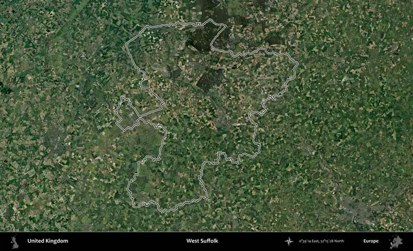 Batı Suffolk. Birleşik Krallık 'ın idari bölgesini A uydusundan gösteren bir görüntü.