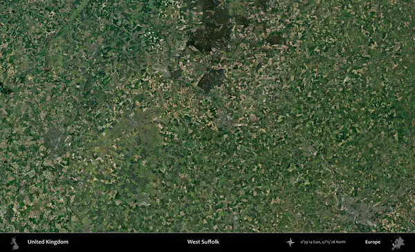 Batı Suffolk. Birleşik Krallık 'ın idari alanı bir uydu görüntüsü üzerinde