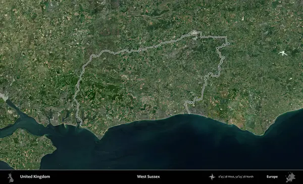 Batı Sussex. Birleşik Krallık 'ın idari bölgesini A uydusundan gösteren bir görüntü.