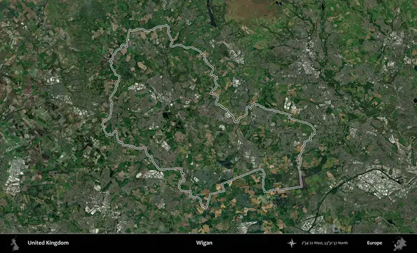 Wigan. Birleşik Krallık 'ın idari bölgesini A uydusundan gösteren bir görüntü.
