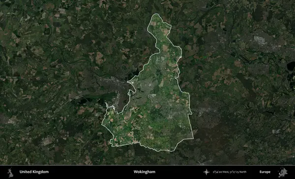 Wokingham. Birleşik Krallık 'ın idari alanı karartılmış bir uydu üzerinde vurgulanmış ve özetlenmiştir.