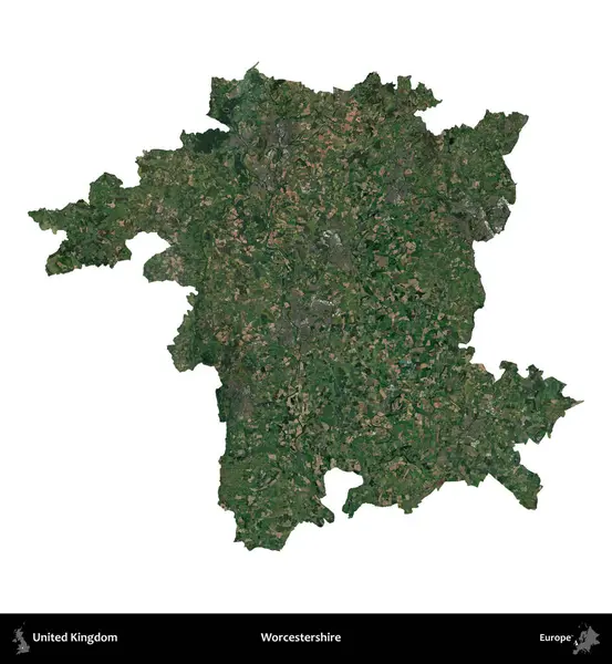 Worcestershire 'da. Birleşik Krallık 'ın idari alanı uydudan beyaza izole edildi.