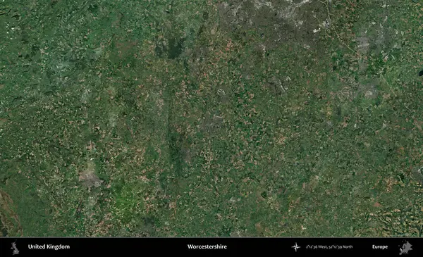 Worcestershire 'da. Birleşik Krallık 'ın idari alanı bir uydu görüntüsü üzerinde