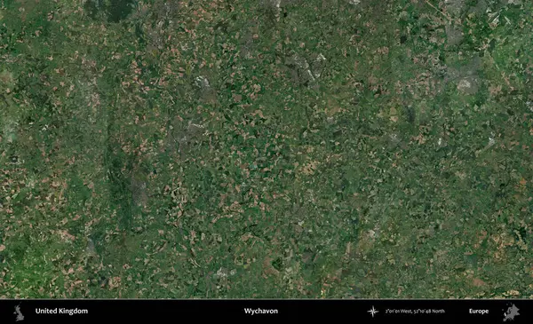 Wychavon. Birleşik Krallık 'ın idari alanı bir uydu görüntüsü üzerinde