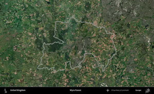 Wyre Ormanı. Birleşik Krallık 'ın idari bölgesini A uydusundan gösteren bir görüntü.