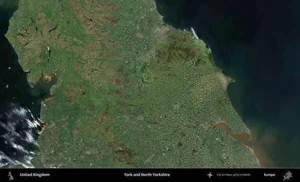 York ve Kuzey Yorkshire. Birleşik Krallık 'ın idari alanı bir uydu görüntüsü üzerinde