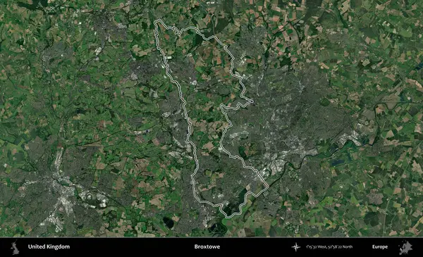 Broxtowe. Birleşik Krallık 'ın idari bölgesini A uydusundan gösteren bir görüntü.