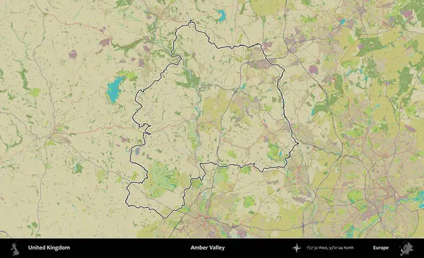 Amber Vadisi Birleşik Krallık 'ın bir OpenStreetMap İnsani Biçim haritasında özetlenmiş idari alanı