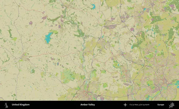 Amber Vadisi Birleşik Krallık 'ın idari alanı bir OpenStreetMap İnsani Biçim haritası üzerinde