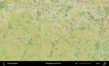 Basingstoke ve Deane. Birleşik Krallık 'ın idari alanı bir OpenStreetMap İnsani Biçim haritası üzerinde