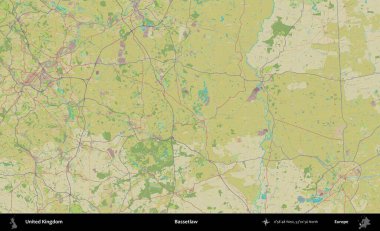 Bassetlaw. Birleşik Krallık 'ın idari alanı bir OpenStreetMap İnsani Biçim haritası üzerinde