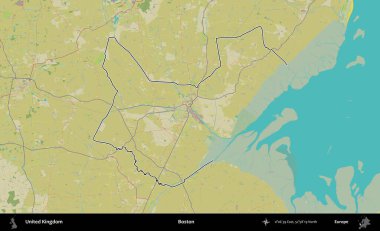 - Boston. Birleşik Krallık 'ın bir OpenStreetMap İnsani Biçim haritasında özetlenmiş idari alanı