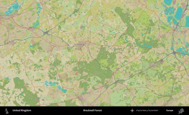 Bracknell Ormanı. Birleşik Krallık 'ın idari alanı bir OpenStreetMap İnsani Biçim haritası üzerinde