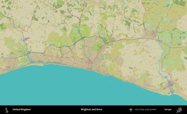 Brighton ve Hove. Birleşik Krallık 'ın idari alanı bir OpenStreetMap İnsani Biçim haritası üzerinde