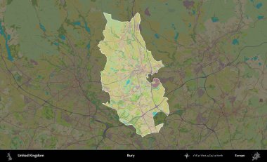 Gömmek. Birleşik Krallık 'ın idari alanı karanlık bir OpenStreetMap İnsani Haritası biçiminde vurgulanmış ve özetlenmiştir