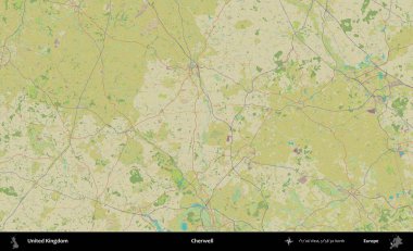 Cherwell. Birleşik Krallık 'ın idari alanı bir OpenStreetMap İnsani Biçim haritası üzerinde