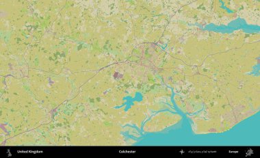 Colchester 'da. Birleşik Krallık 'ın idari alanı bir OpenStreetMap İnsani Biçim haritası üzerinde