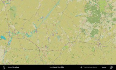 Doğu Cambridgeshire. Birleşik Krallık 'ın idari alanı bir OpenStreetMap İnsani Biçim haritası üzerinde