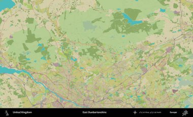 Doğu Dunbartonshire. Birleşik Krallık 'ın idari alanı bir OpenStreetMap İnsani Biçim haritası üzerinde