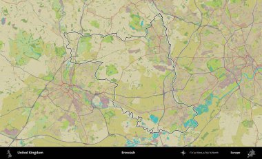 Yıkama. Birleşik Krallık 'ın bir OpenStreetMap İnsani Biçim haritasında özetlenmiş idari alanı
