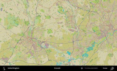 Yıkama. Birleşik Krallık 'ın idari alanı bir OpenStreetMap İnsani Biçim haritası üzerinde