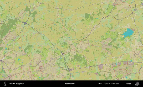 Brentwood 'da. Birleşik Krallık 'ın idari alanı bir OpenStreetMap İnsani Biçim haritası üzerinde