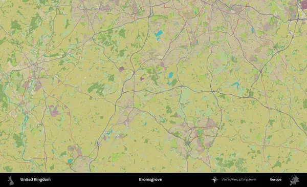 Bromsgrove 'da. Birleşik Krallık 'ın idari alanı bir OpenStreetMap İnsani Biçim haritası üzerinde