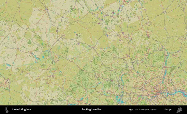 Buckinghamshire 'da. Birleşik Krallık 'ın idari alanı bir OpenStreetMap İnsani Biçim haritası üzerinde