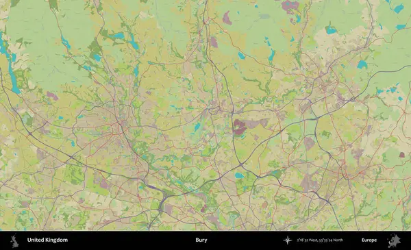 Gömmek. Birleşik Krallık 'ın idari alanı bir OpenStreetMap İnsani Biçim haritası üzerinde
