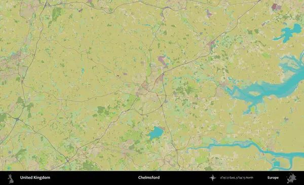 Chelmsford 'da. Birleşik Krallık 'ın idari alanı bir OpenStreetMap İnsani Biçim haritası üzerinde