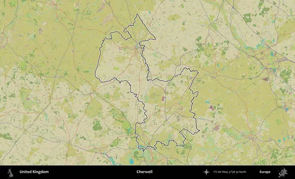 Cherwell. Birleşik Krallık 'ın bir OpenStreetMap İnsani Biçim haritasında özetlenmiş idari alanı